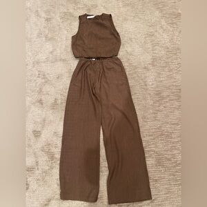 Pull&Bear Chocolate 2 Piece Brown Jumpsuit